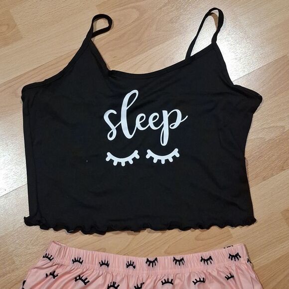 Pink and Black Pajama Set with Playful Patterns - Picture 8 of 8